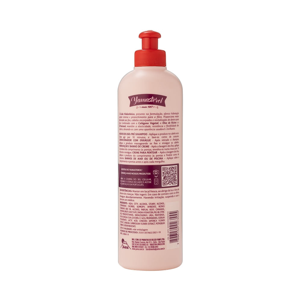 Creme Capilar Yamasterol Hialurônico 320g embalagem traseira com informações